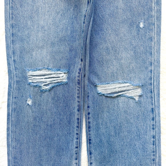 HIDDEN Dad Jean High Rise Wide Straight Leg Distressed 100% Cotton Jeans - Picture 5 of 12